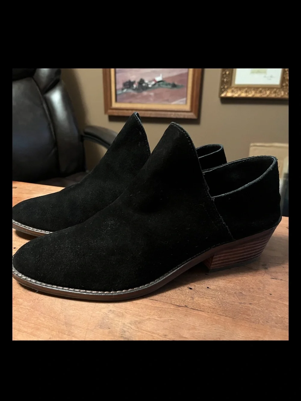 Lucky Brand Fausst Bootie Black Oiled Suede Boots Size 9M Boot Leather